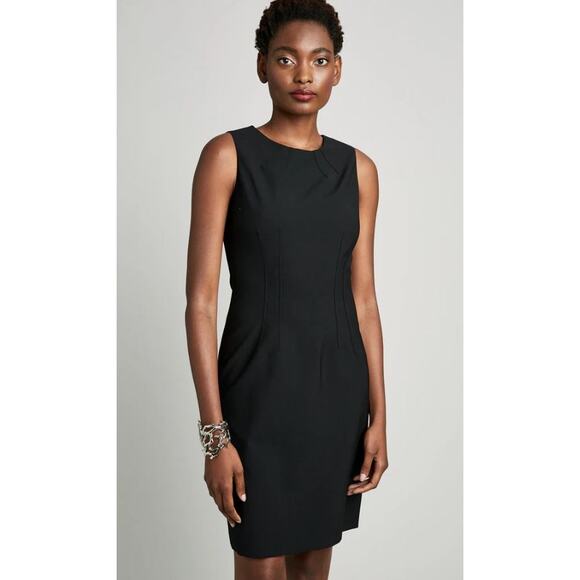 nwt ELIE TAHARI cobalt blue gray soft felt colorblock sleeveless Emory Dress - Picture 12 of 12